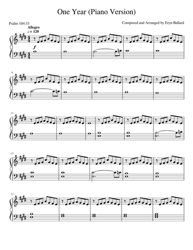 One Year (Piano Version)