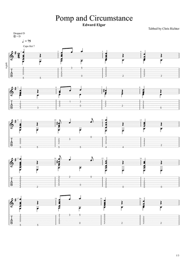 Pomp and Circumstance (Solo Fingerstyle Guitar Tab) (arr. Chris Richter)