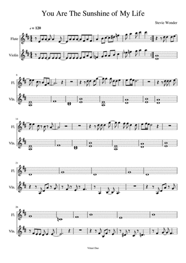 You Are The Sunshine Of My Life (arr. Nia Squirrell, Vittari Duo)