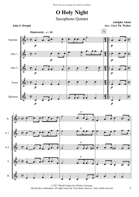 O Holy Night (arr. Gert Th. Walter)