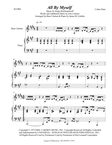 All By Myself (arr. James M. Guthrie, ASCAP)