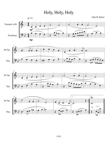 Holy, Holy, Holy (trumpet and trombone duet) (arr. B. C. Dockery)