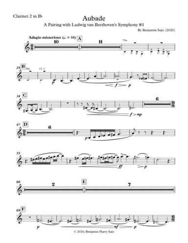 Aubade: A Pairing with Beethoven's Symphony #1 - Clarinet 2 in Bb