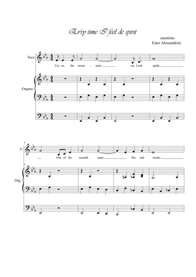Ev'ry time I feel de spirit. Voice and organ (arr. Ester Alessandrini)