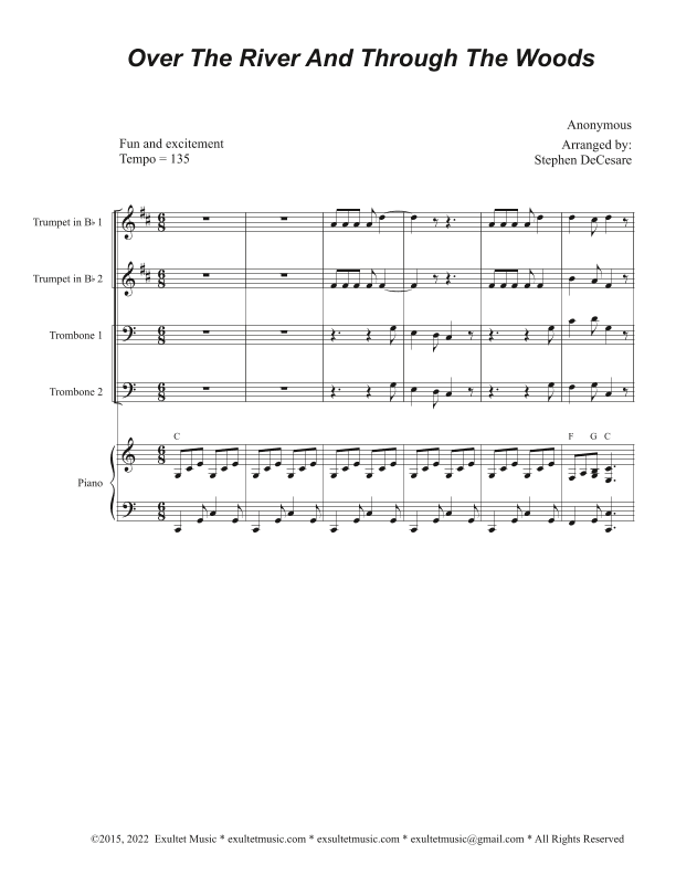 Over The River And Through The Woods (Brass Quartet and Piano - Alternate Version) (arr. Stephen DeCesare)