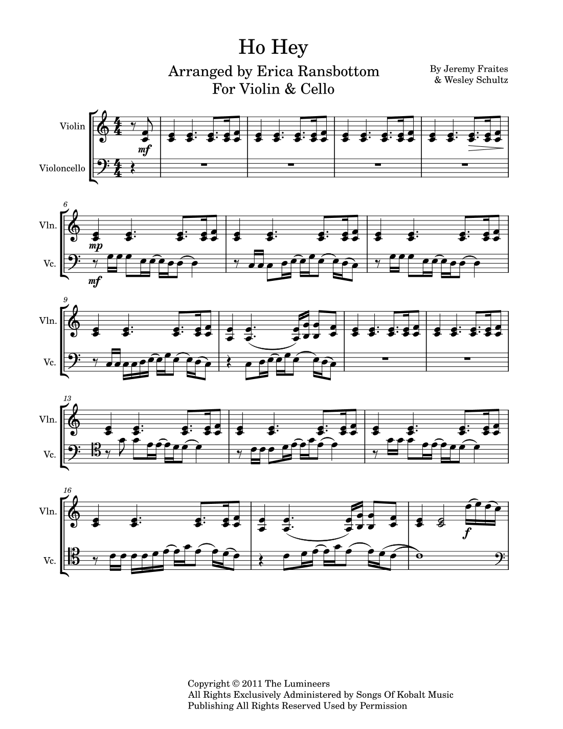 Ho Hey (arr. Erica Ransbottom Holloway)