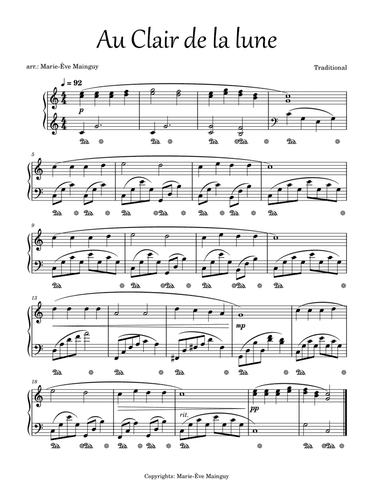 Au clair de la lune (arr. Marie-Ève Mainguy)