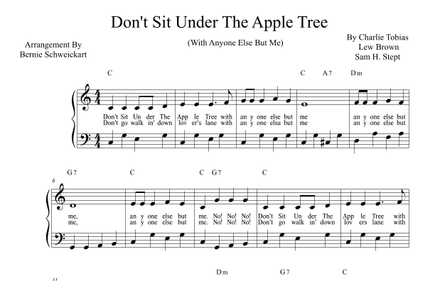 Don't Sit Under The Apple Tree (with Anyone Else But Me) (arr. Bernie Schweickart)
