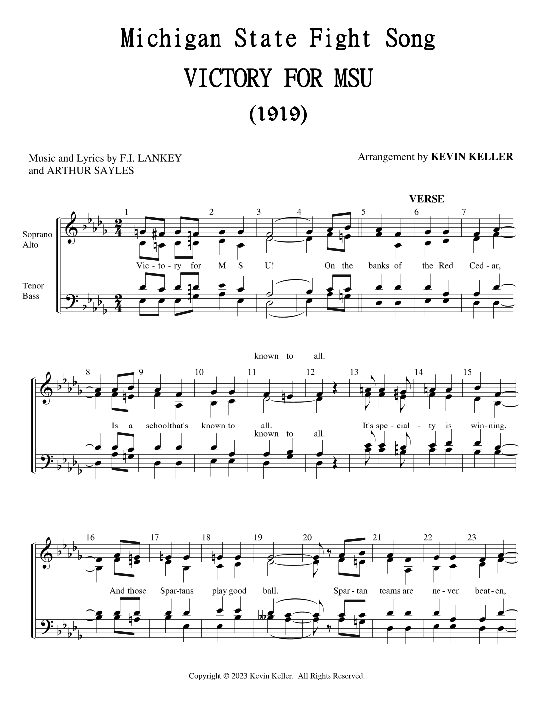 Victory for MSU (Michigan State Fight Song) (arr. Kevin Keller)