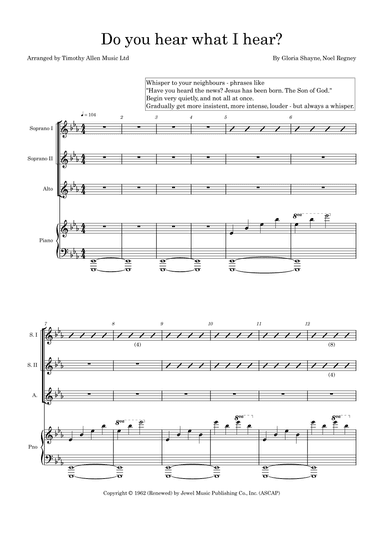 Do You Hear What I Hear (arr. Timothy Allen Music Ltd)