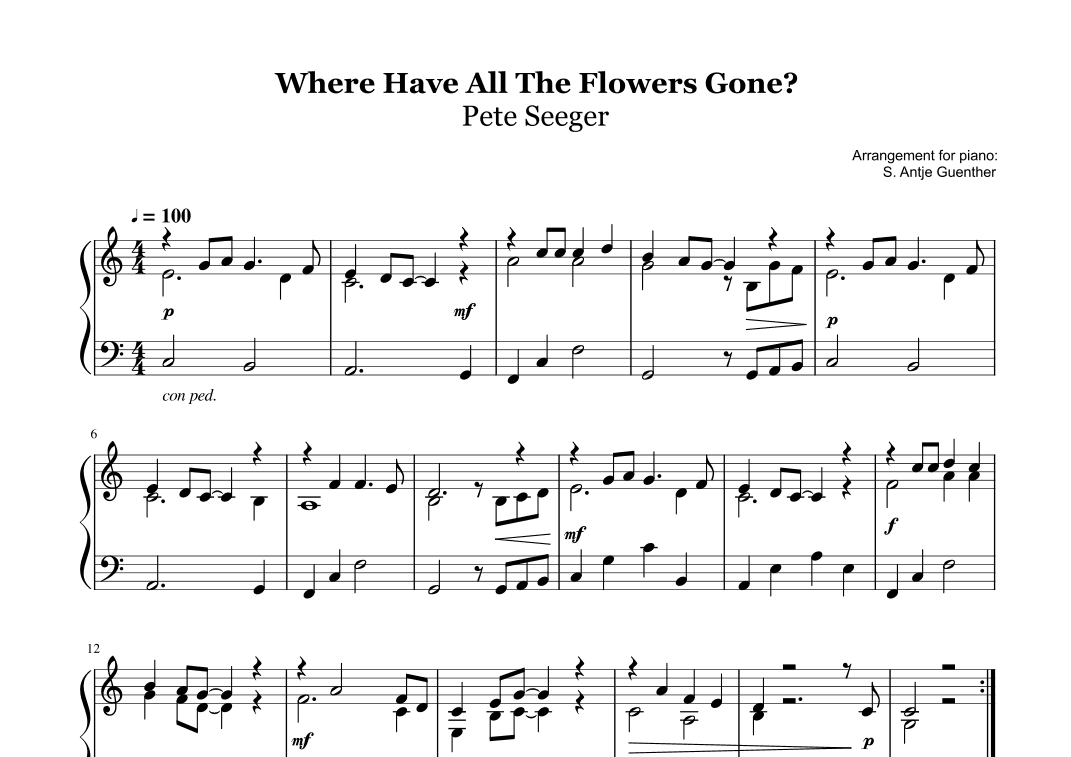 Where Have All The Flowers Gone? (arr. Antje Günther)
