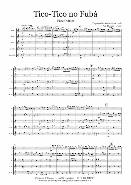 Tico-Tico no Fubá - Choro - Flute Quintet (arr. Thomas H. Graf)
