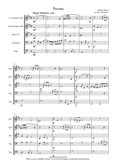Byrd: Pavane - brass quintet (arr. Ray Thompson)