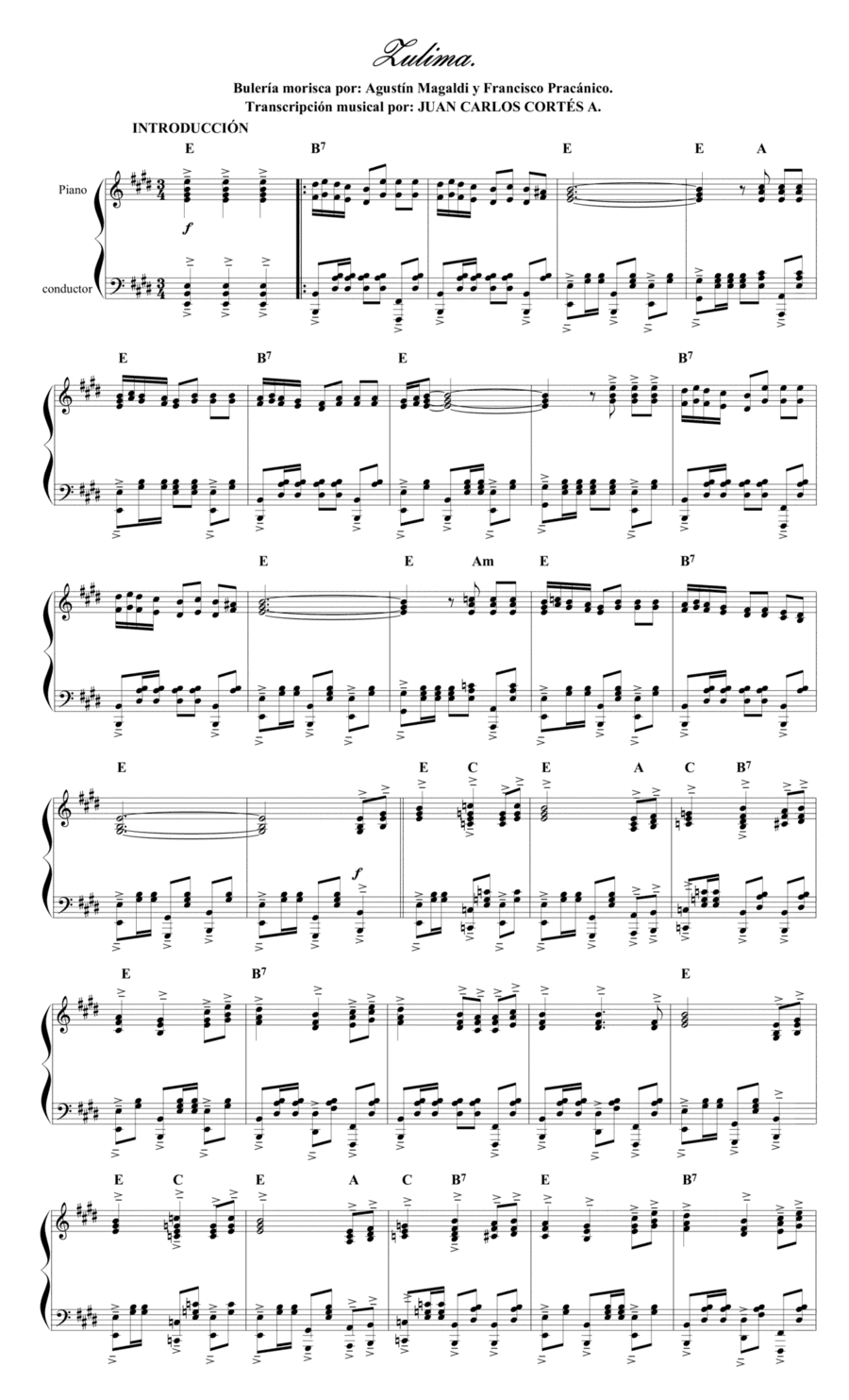 Zulima. Bulería morisca por: Agustín Magaldi y Francisco Pracánico. (arr. Juan Carlos Cortés A.)