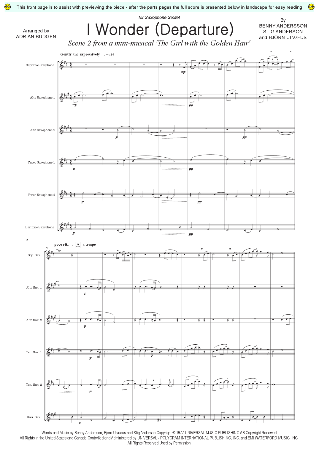 I Wonder (arr. Adrian Budgen)