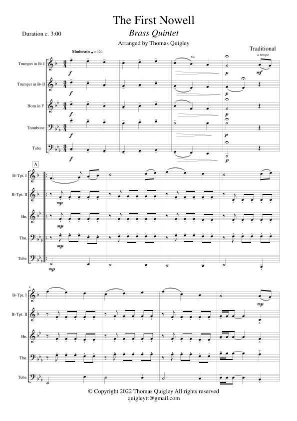 The First Nowell (arr. Thomas Quigley)