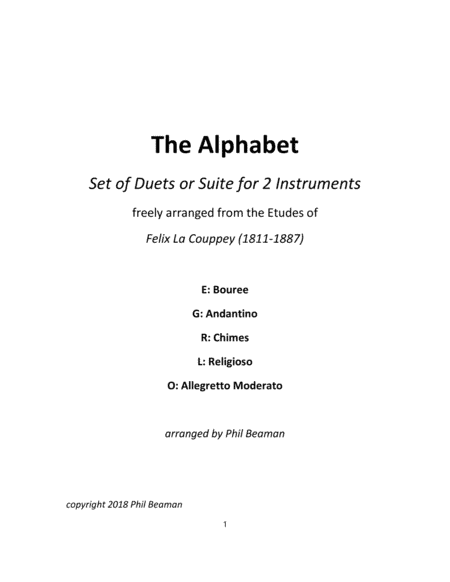 The Alphabet-set of Tenor Saxophone/French Horn duets (arr. Phil Beaman)