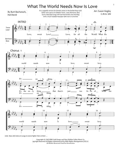 What The World Needs Now Is Love (arr. Susan Kegley)