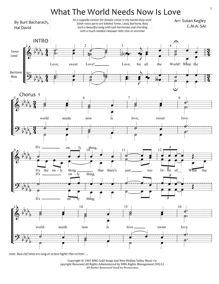 What The World Needs Now Is Love (arr. Susan Kegley)
