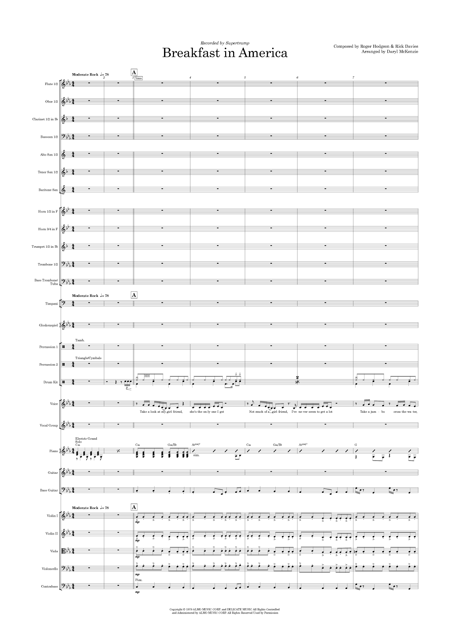 Breakfast In America (arr. Daryl McKenzie)