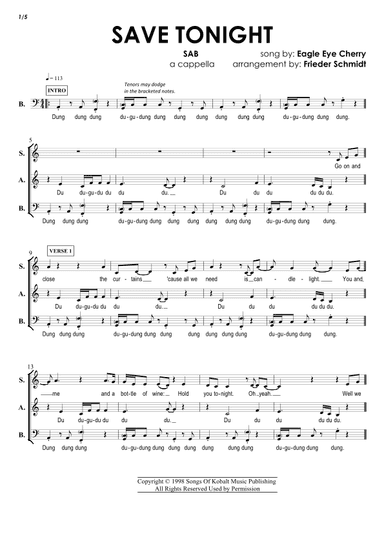 Save Tonight (arr. Frieder Schmidt)