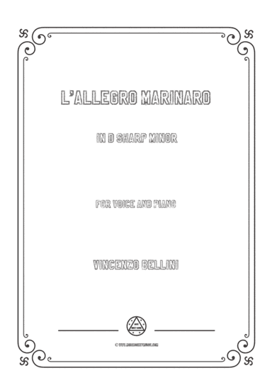 Bellini-L'allegro marinaro in d sharp minor,for voice and piano (arr. MSM)