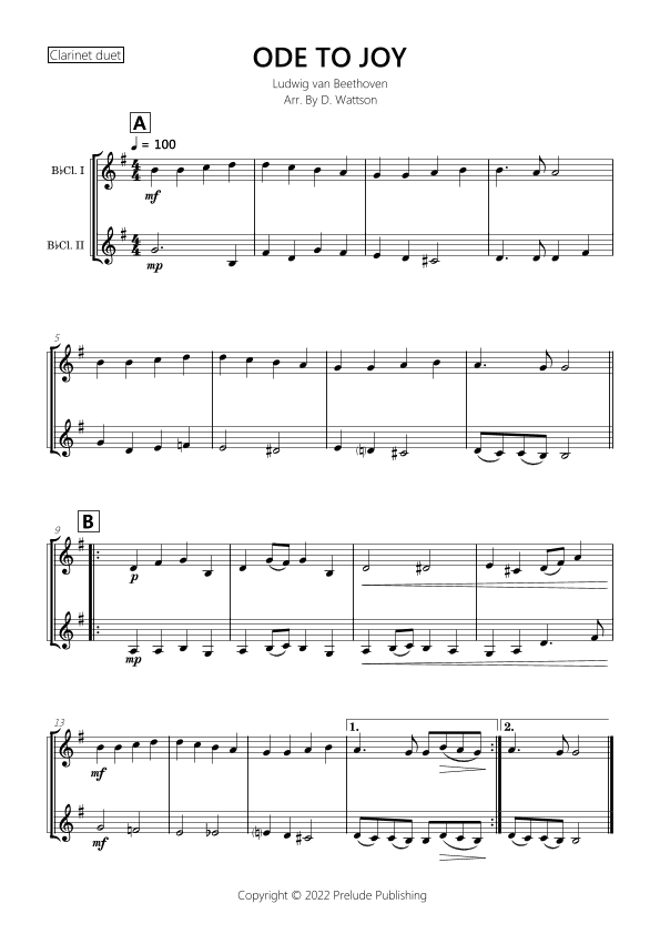 Ode To Joy (arr. D. Wattson)