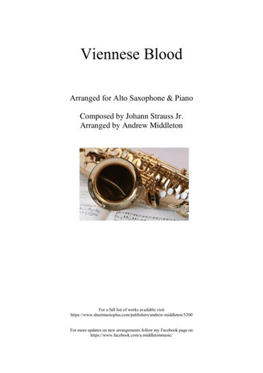 Viennese Blood arrange for Alto Saxophone and Piano (arr. Andrew Middleton)