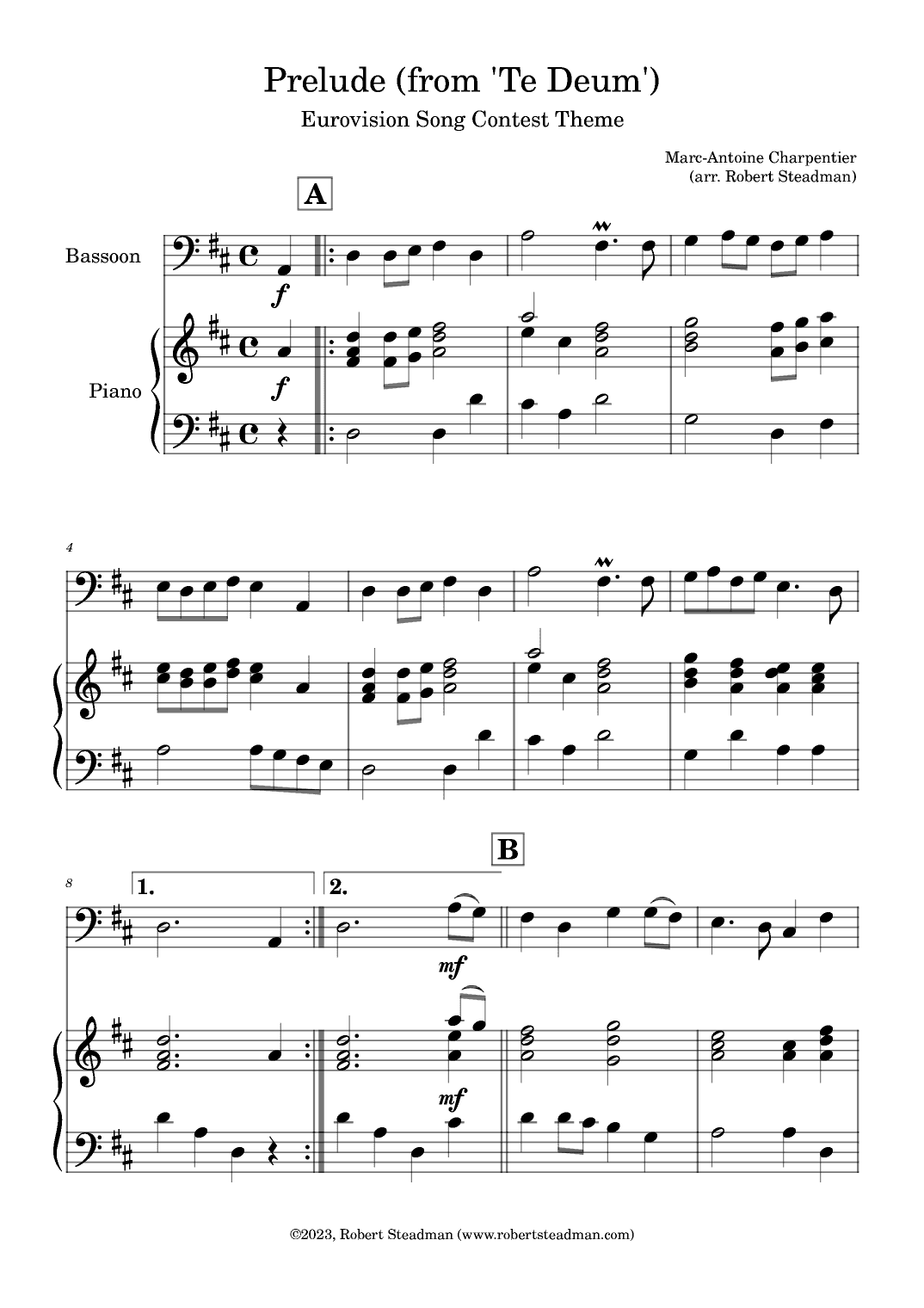 Prelude (from 'Te Deum') - EUROVISION SONG CONTEST THEME (arr. Robert Steadman)
