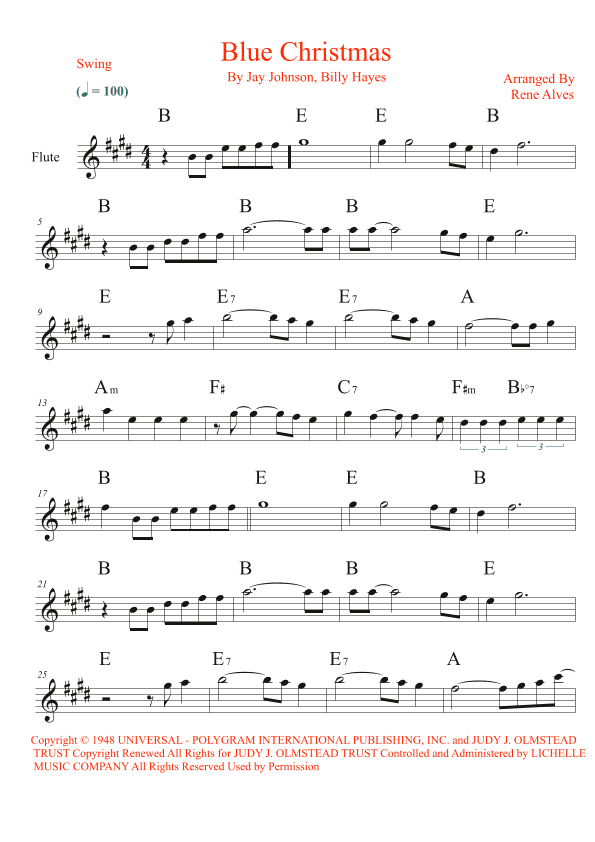 Blue Christmas (arr. Rene Alves)