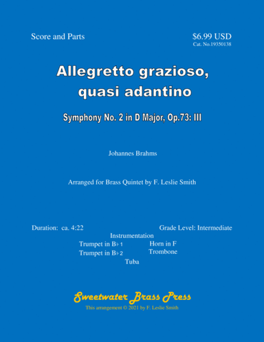 Allegretto grazioso, quasi andantino (Symphony No. 2 in D Major, Op.73: III) (arr. F. Leslie Smith)