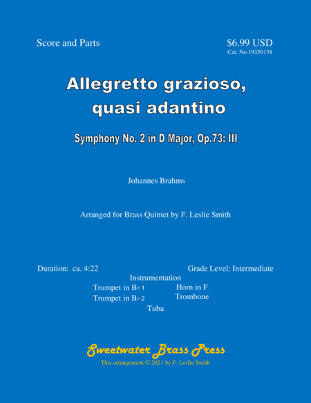 Allegretto grazioso, quasi andantino (Symphony No. 2 in D Major, Op.73: III) (arr. F. Leslie Smith)