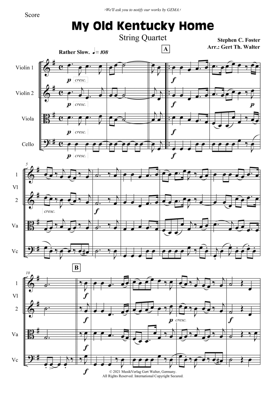 My Old Kentucky Home (arr. Gert Th. Walter)