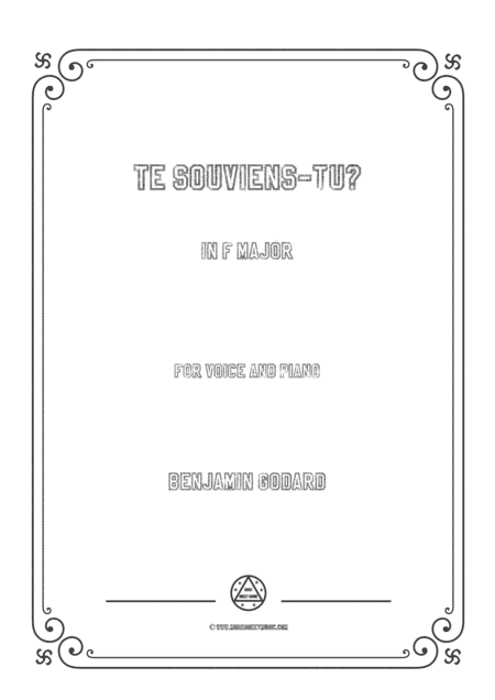 Godard-Te souviens-tu in F Major,for Voice and Piano (arr. MSM)