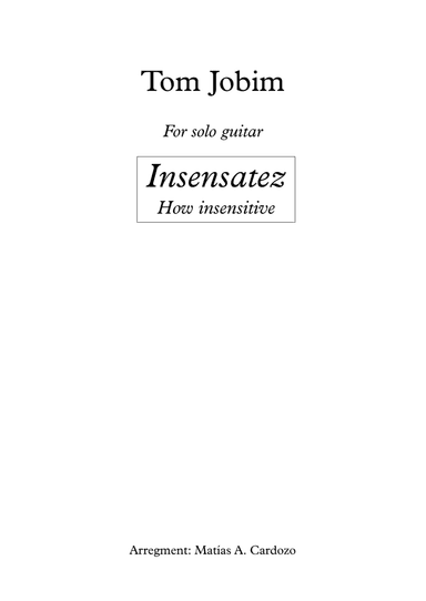 How Insensitive (insensatez) (arr. Matías Cardozo)