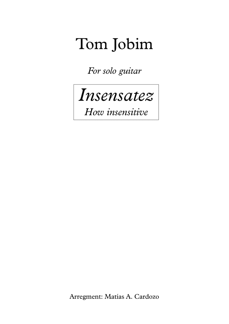 How Insensitive (insensatez) (arr. Matías Cardozo)