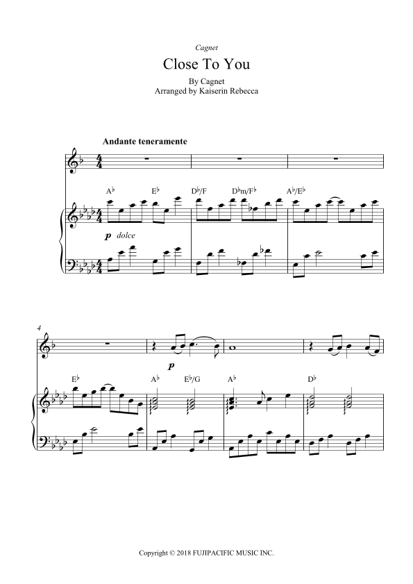 Close To You (arr. Kaiserin Rebecca)