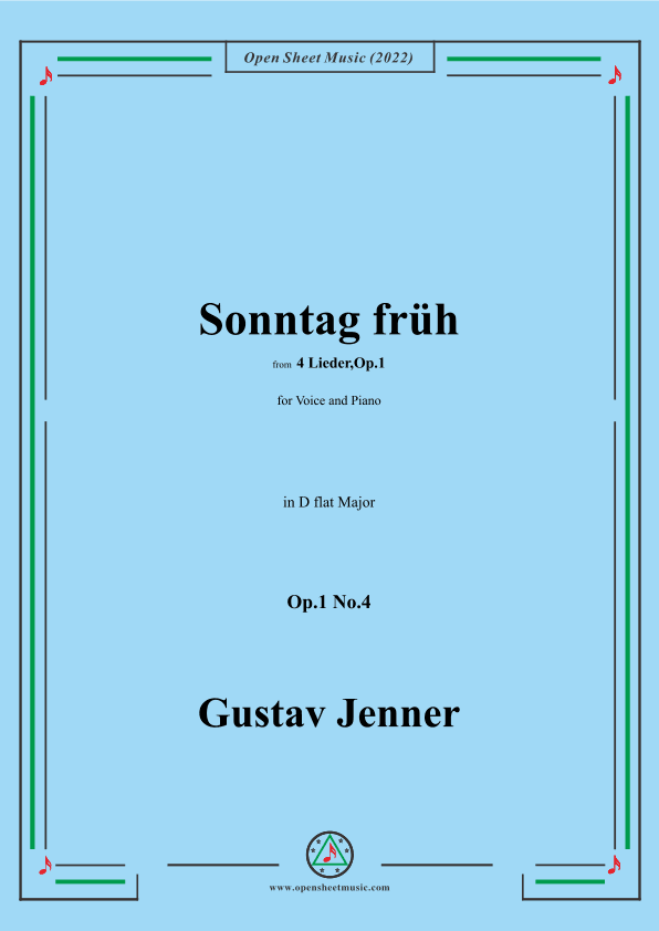Jenner-Sonntag früh,in D flat Major,Op.1 No.4 (arr. OSM Press)