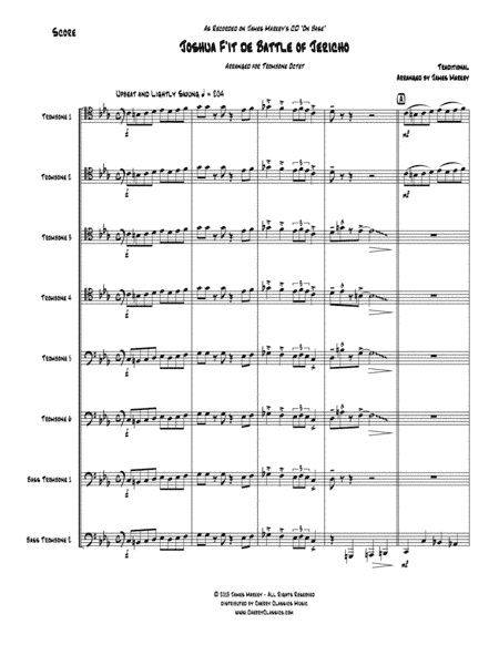 Joshua F’it de Battle of Jericho for 8-part Trombone Ensemble (arr. Markey, James)