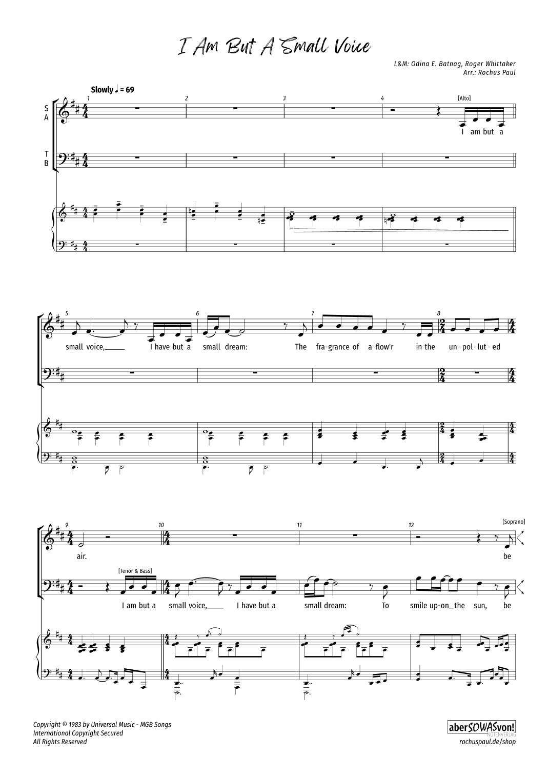 I Am But A Small Voice (arr. Rochus Paul)