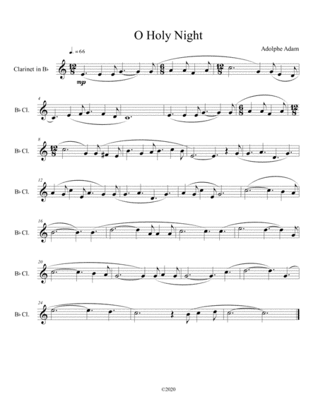 O Holy Night for solo clarinet (arr. B C Dockery)