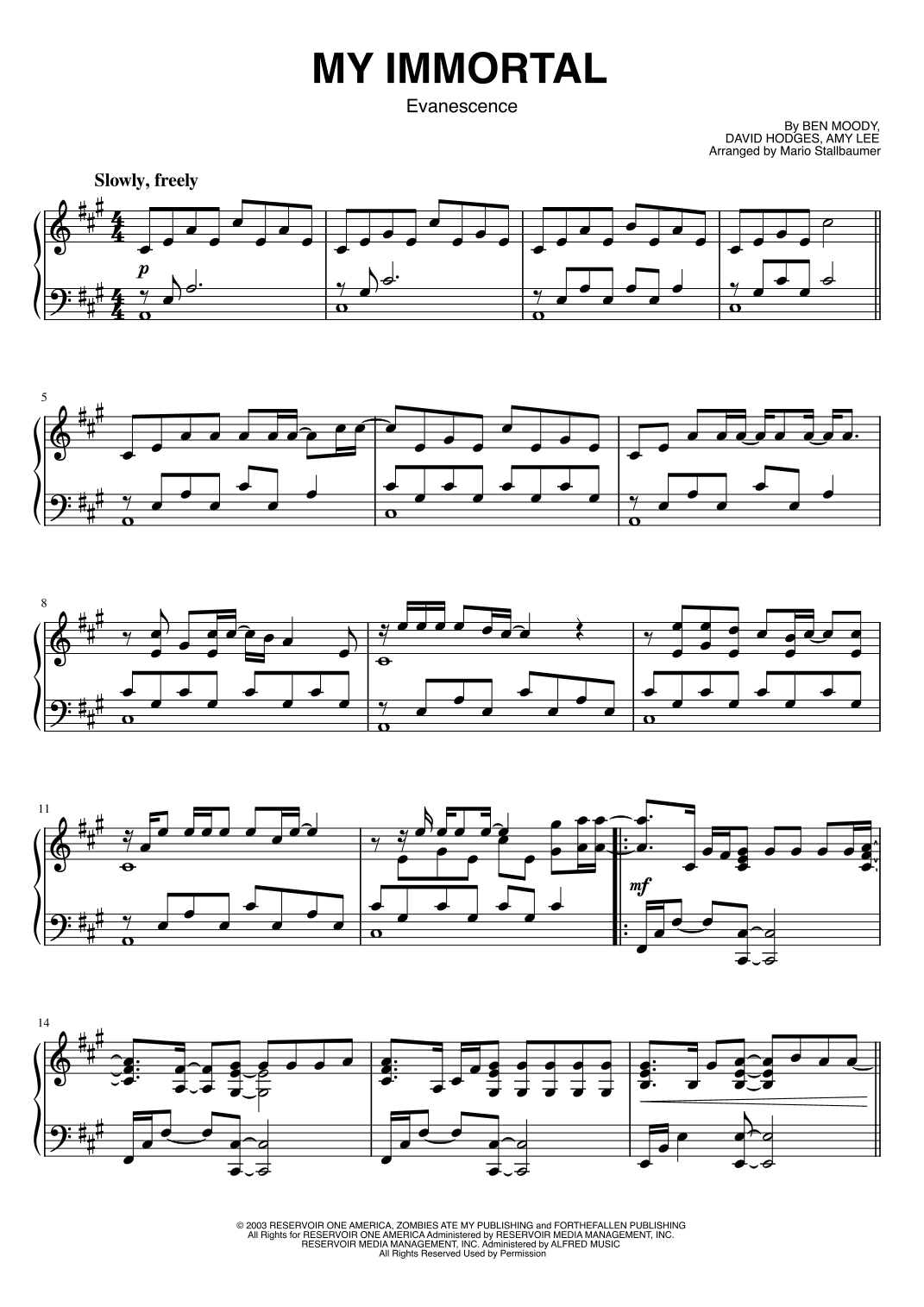 My Immortal (arr. Mario Stallbaumer)