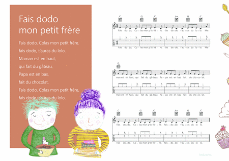 Fais dodo, Colas mon petit frère Melody + Guitar chords + Guitar TAB's (arr. iEduArts Publishers)