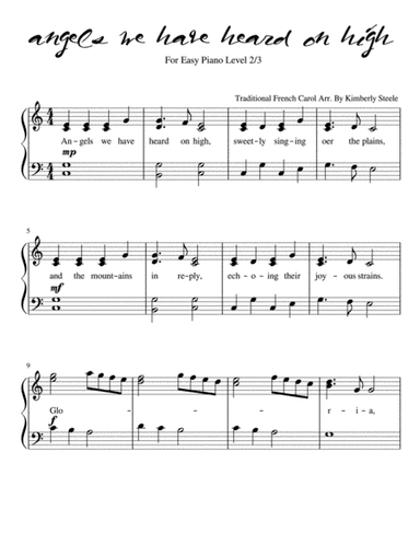 Angels We Have Heard On High for Easy Piano Level 2/3 (arr. Kimberly Steele)