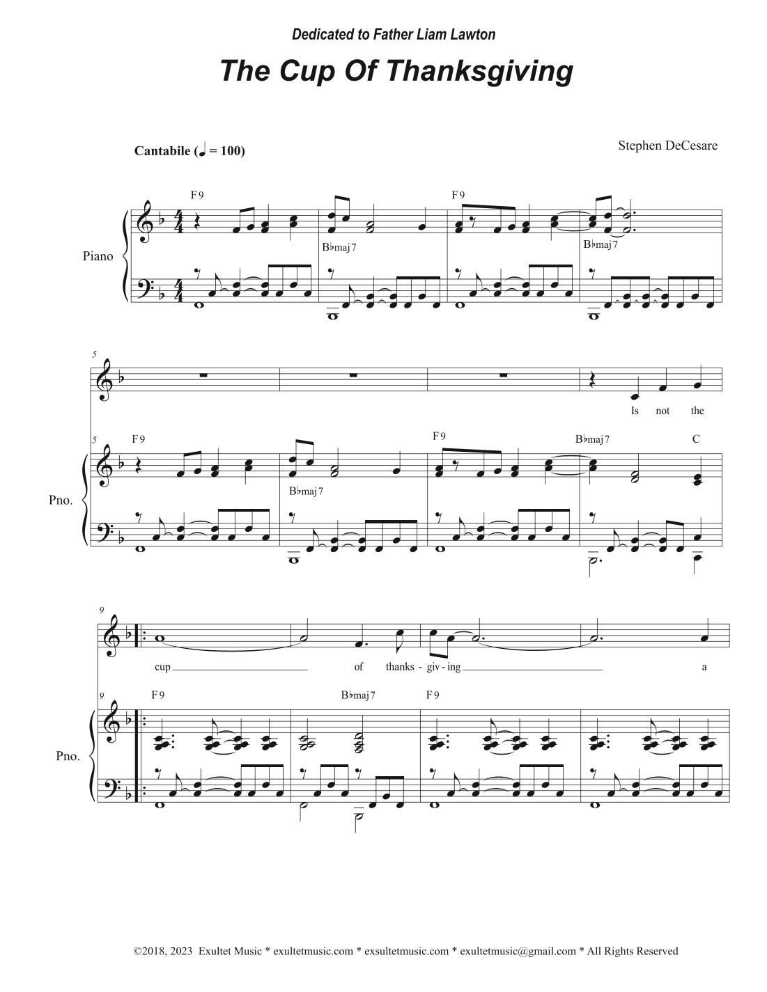 The Cup Of Thanksgiving (Vocal solo)