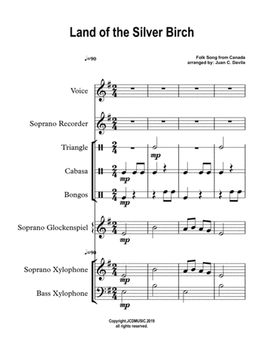 Land of the Silver Birch (Orff Ensemble) (arr. Juan C. Davila)