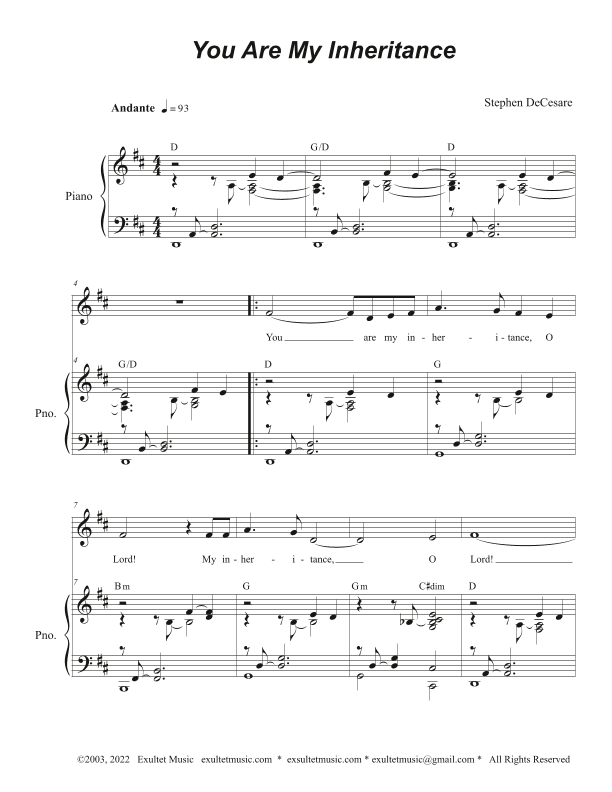 You Are My Inheritance (Vocal solo)