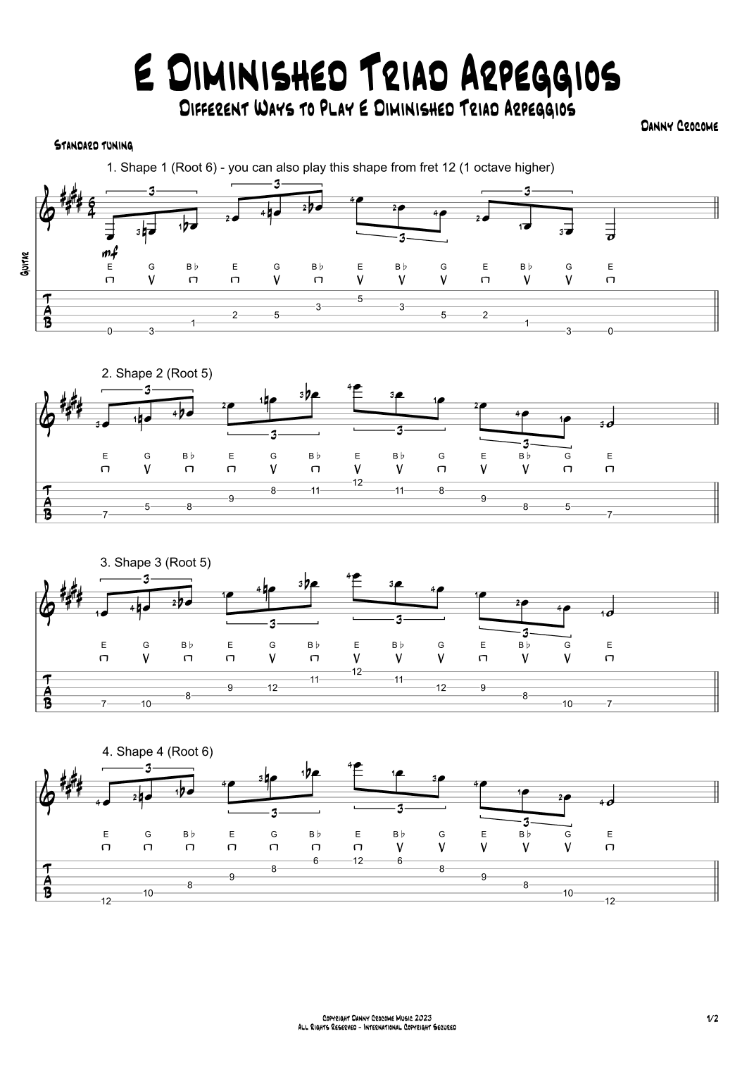 E Diminished Triad Arpeggios (5 Ways to Play)