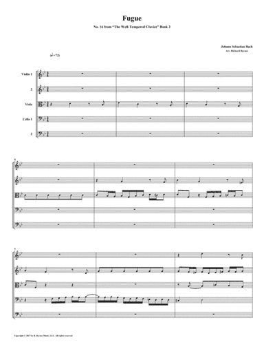 Fugue 16 from Well-Tempered Clavier, Book 2 (String Quintet) (arr. Richard Byrnes)