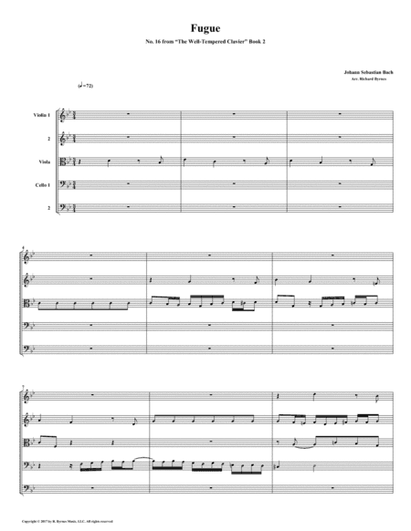 Fugue 16 from Well-Tempered Clavier, Book 2 (String Quintet) (arr. Richard Byrnes)